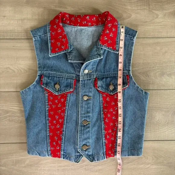 Vintage 80s90s denim red floral - Picture 4 of 5